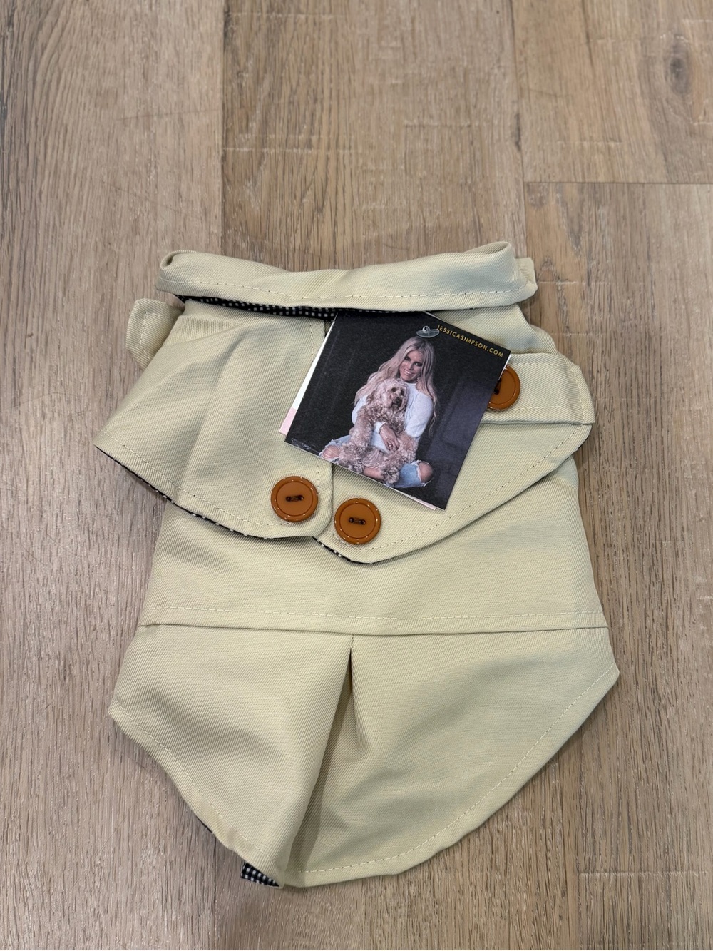 Jessica Simpson Pets Dog Trench Coat Extra Small XS Beige Plaid Lined Pet Jacket